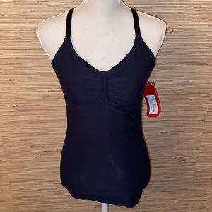 Sugoi medium black tank top with built in bra nwt